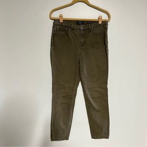 Charter Club Jean Shop Olive Green Mid Rise Bristol Skinny Ankle - 10